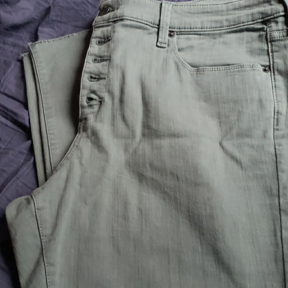 Sage green skinny jeans